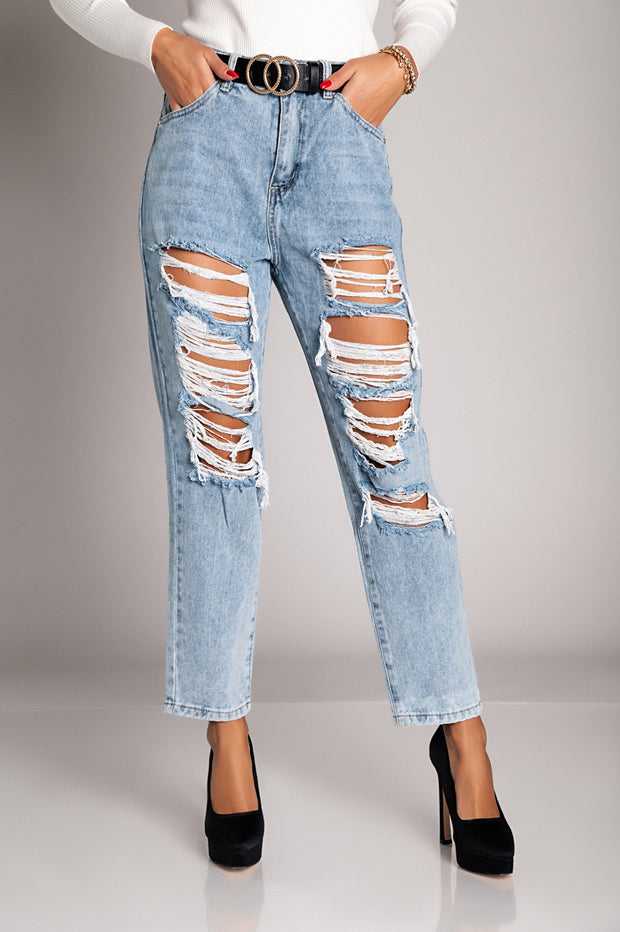 Ripped straight jeans Volenta, light blue