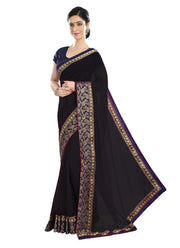 Generic Women's Chiffon Saree (Black, 5-6 Mtrs)