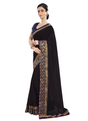 Generic Women's Chiffon Saree (Black, 5-6 Mtrs)