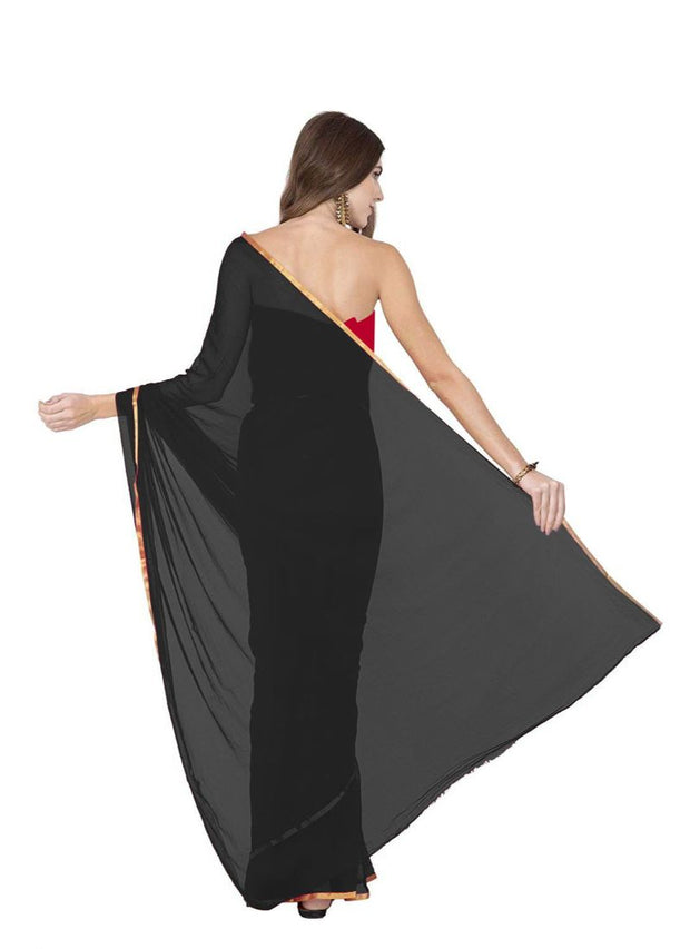 Generic Women's Chiffon Saree (Black, 5-6 Mtrs)