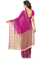 Printed Faux Georgette Pink Color Saree