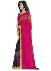 Printed Faux Georgette Pink Color Saree