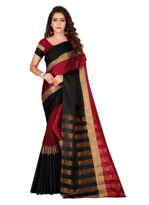 Generic Women's Cotton Saree with Blouse (Multi,