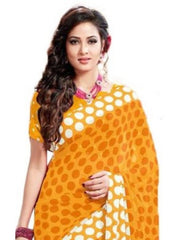 Georgette Digital Saree With Blouse-Yellow