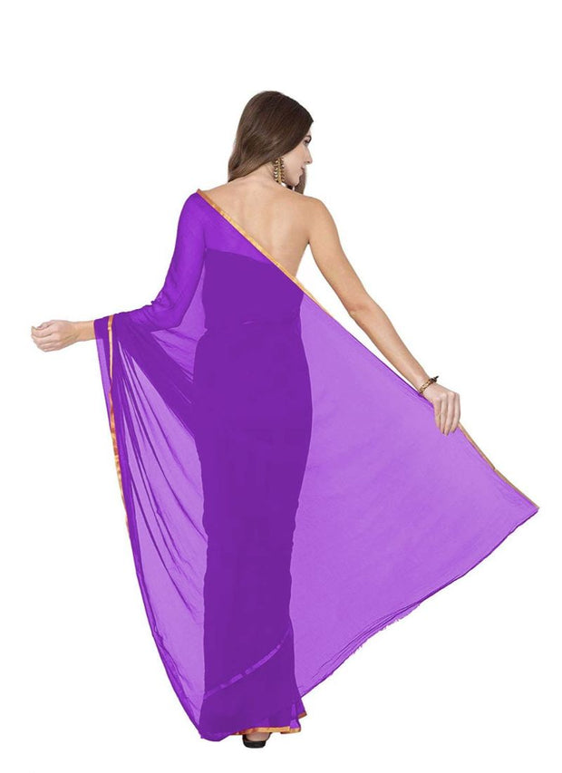 Generic Women's Chiffon Saree (Purple, 5-6 Mtrs)