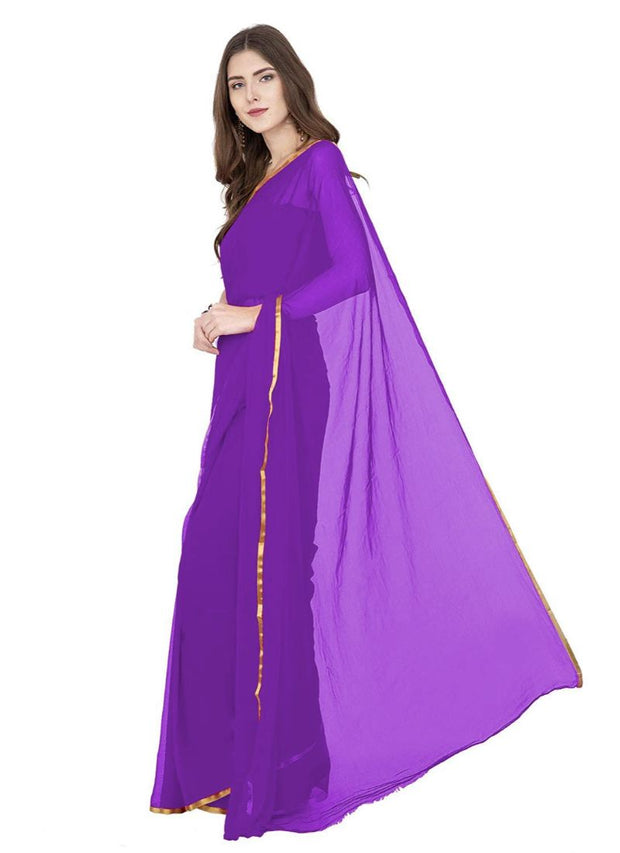 Generic Women's Chiffon Saree (Purple, 5-6 Mtrs)