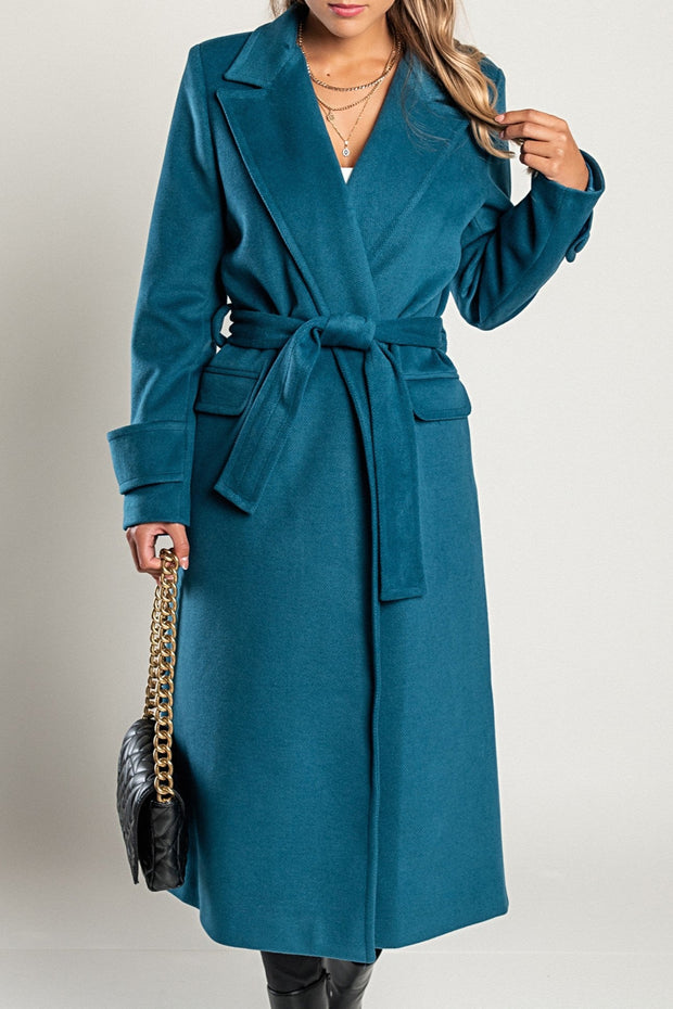 Elegant long coat Canossa, petrol