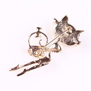 Cat Silver Brooches Rrhinestone Jewelry