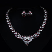 Zircon Flower Stud Necklace Set