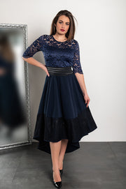 Elegant dress with lace Bianca, dark blue