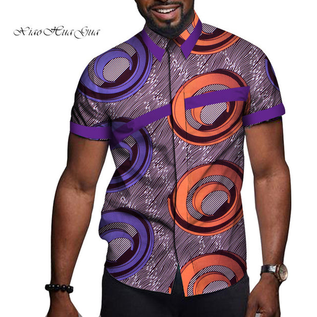 African Men Clothing Printed Short Sleeve Top T Shirt