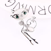 Cat Silver Brooches Rrhinestone Jewelry