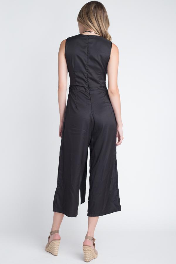 Women's Sleeveless Tie Jumpsuit with Slit