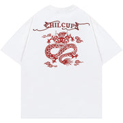 Zodiac Dragon Printed Short Sleeve Men Clothing