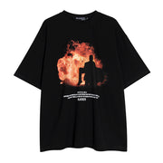 Shadow Flame Print Short Sleeve Men Clothing