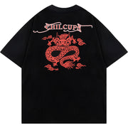 Zodiac Dragon Printed Short Sleeve Men Clothing