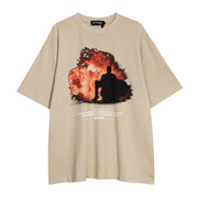 Shadow Flame Print Short Sleeve Men Clothing