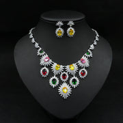 Jewelry Colorful Zircon Earrings Necklace Set Bridal Wedding Jewelry Accessories