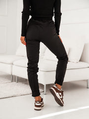 Women's sweatpants with stitching, black FI732