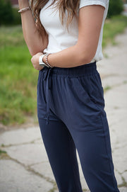 DT Shelby Tie-ankle pants in Navy